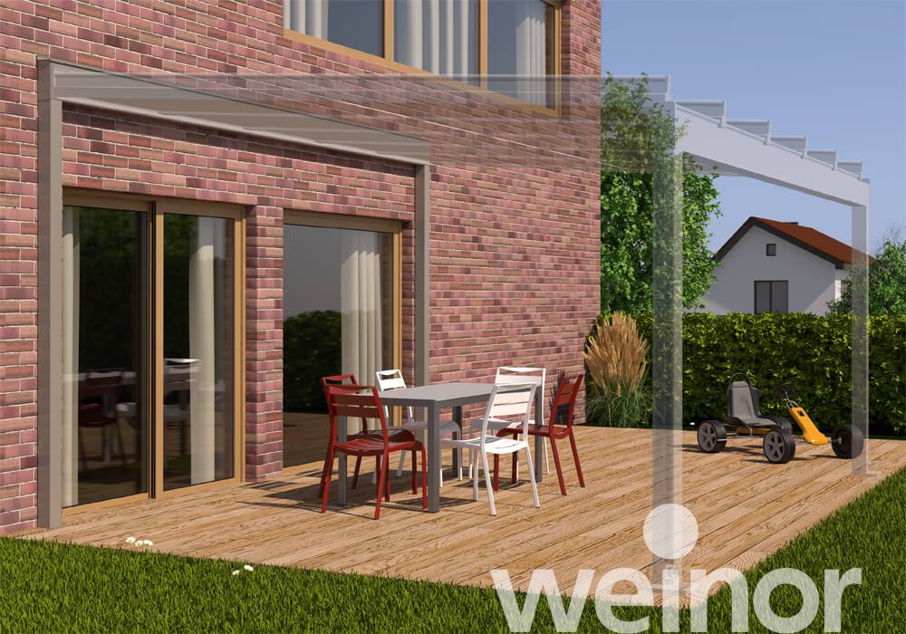Tragender Wandanschluss und Terrazza Sempra mit Glas-Terrassendächern