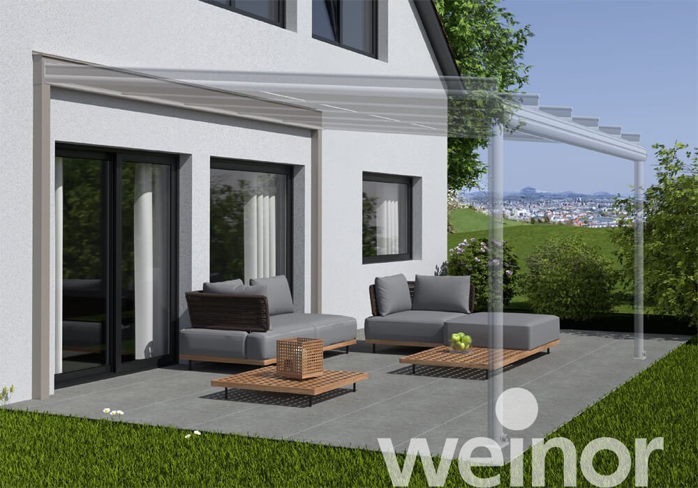 Tragender Wandanschluss und Terrazza Originale mit Glas-Terrassendächern