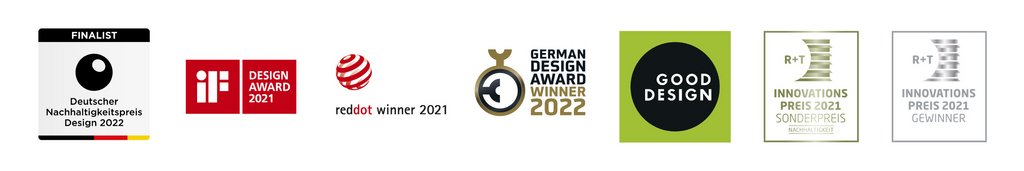 Eine Reihe von Auszeichnungen und Logos in verschiedenen Farben auf hellem Hintergrund. Eine Reihe von Auszeichnungen und Logos in verschiedenen Farben auf hellem Hintergrund.