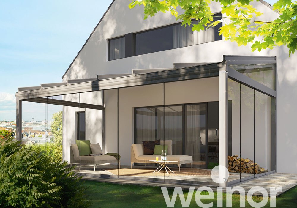Glas-Terrassendach weinor Terrazza Originale mit Ganzglas-Elementen, ohne LED Beleuchtung