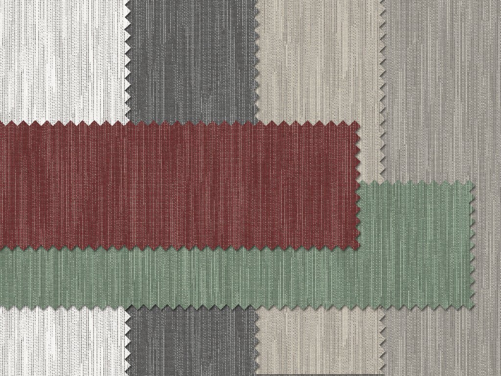 Textilmuster in verschiedenen Farbtönen: Rot, Grün, Grau und Beige, quadratische Formen. Textilmuster in verschiedenen Farbtönen: Rot, Grün, Grau und Beige, quadratische Formen.